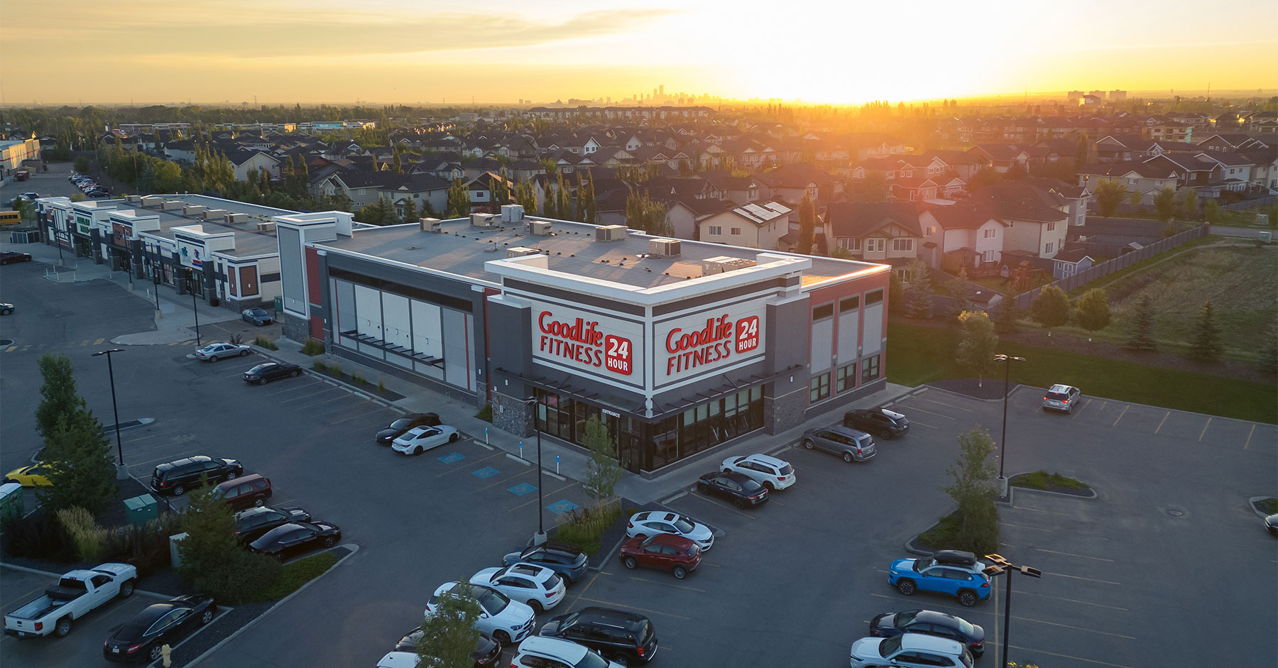 Goodlife Fitness aerial view located in Grange, Edmonton.